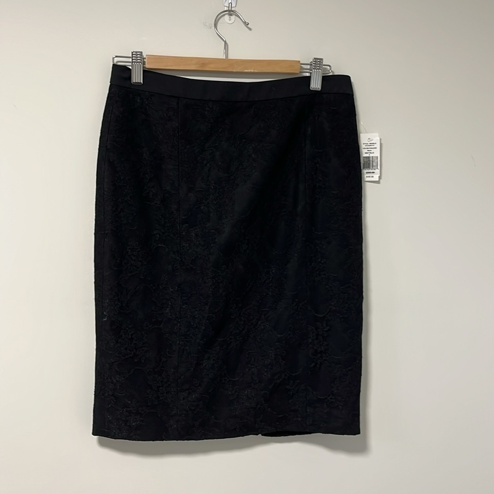 NWT PINK TARTAN black lace pencil skirt